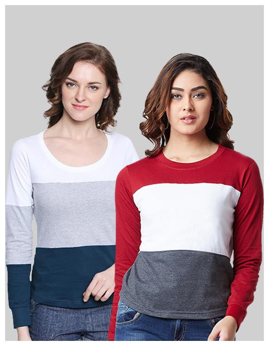 

THE DRY STATE Women Multi Slim fit Round neck Cotton T shirt