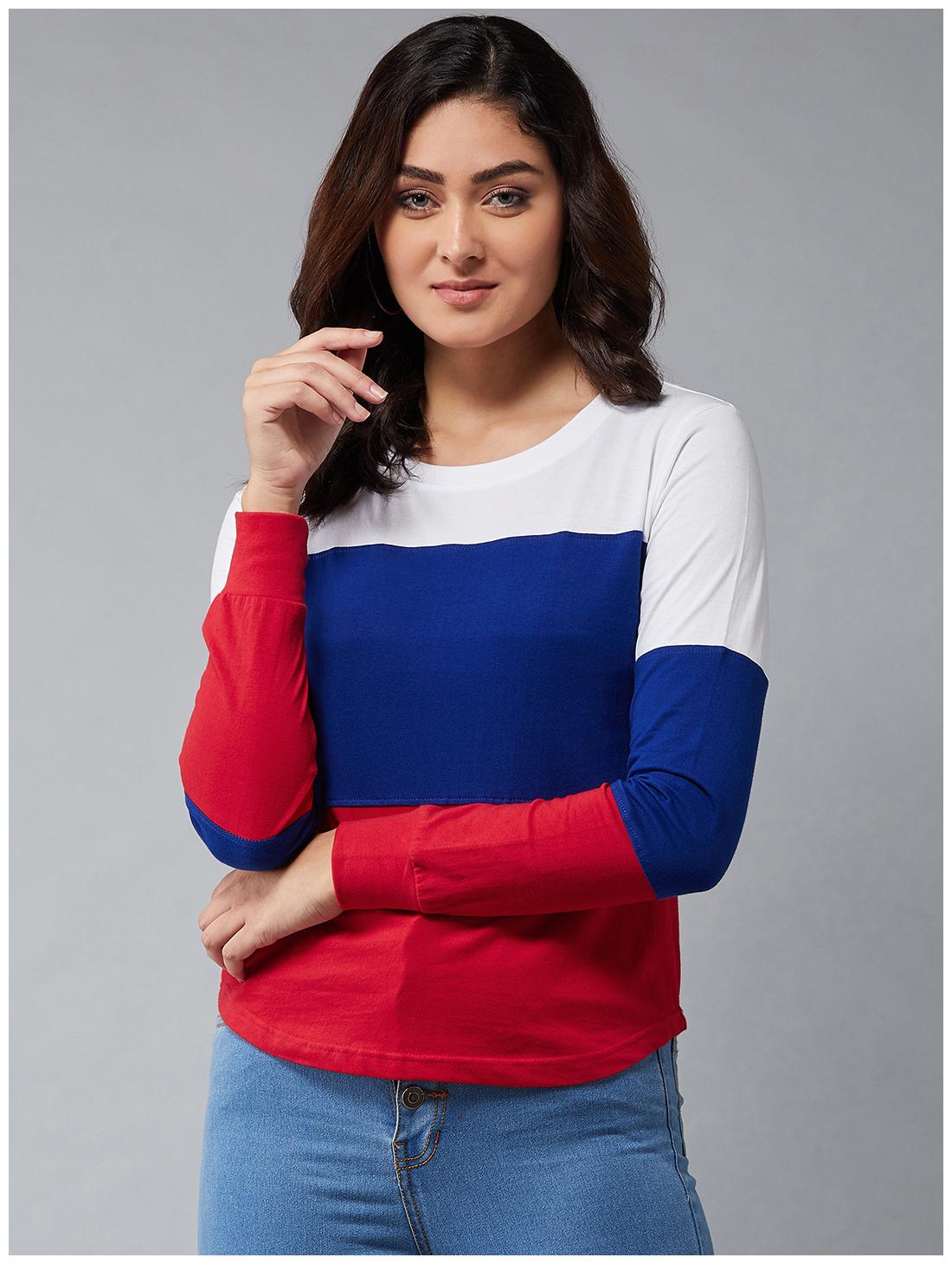 

THE DRY STATE Women Multi Slim fit Round neck Cotton T shirt