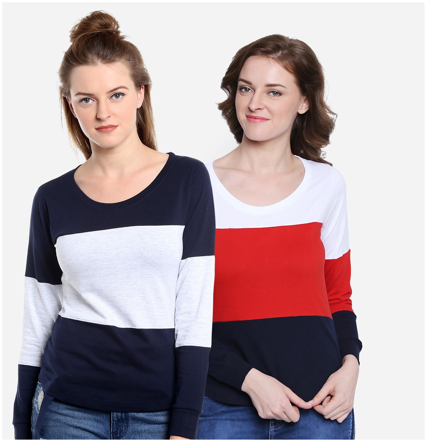 

THE DRY STATE Women Assorted Slim fit Round neck Cotton Knitted T shirt