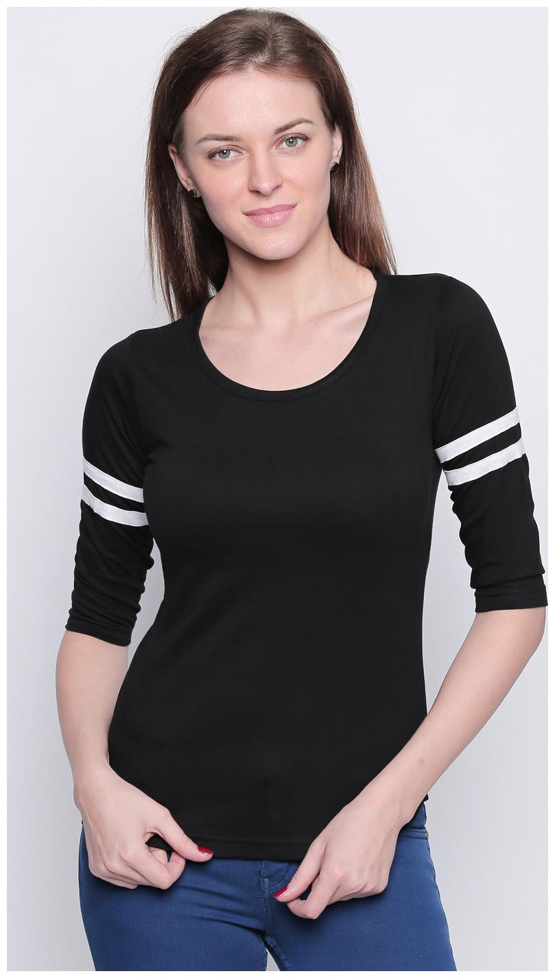 

THE DRY STATE Women Black Slim fit Round neck Cotton T shirt