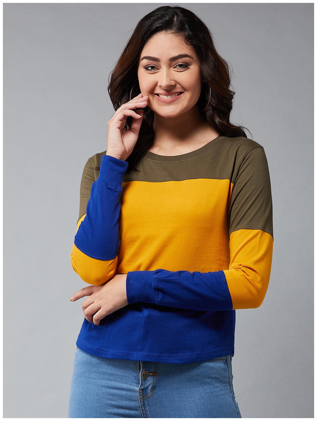 

THE DRY STATE Women Multi Slim fit Round neck Cotton T shirt