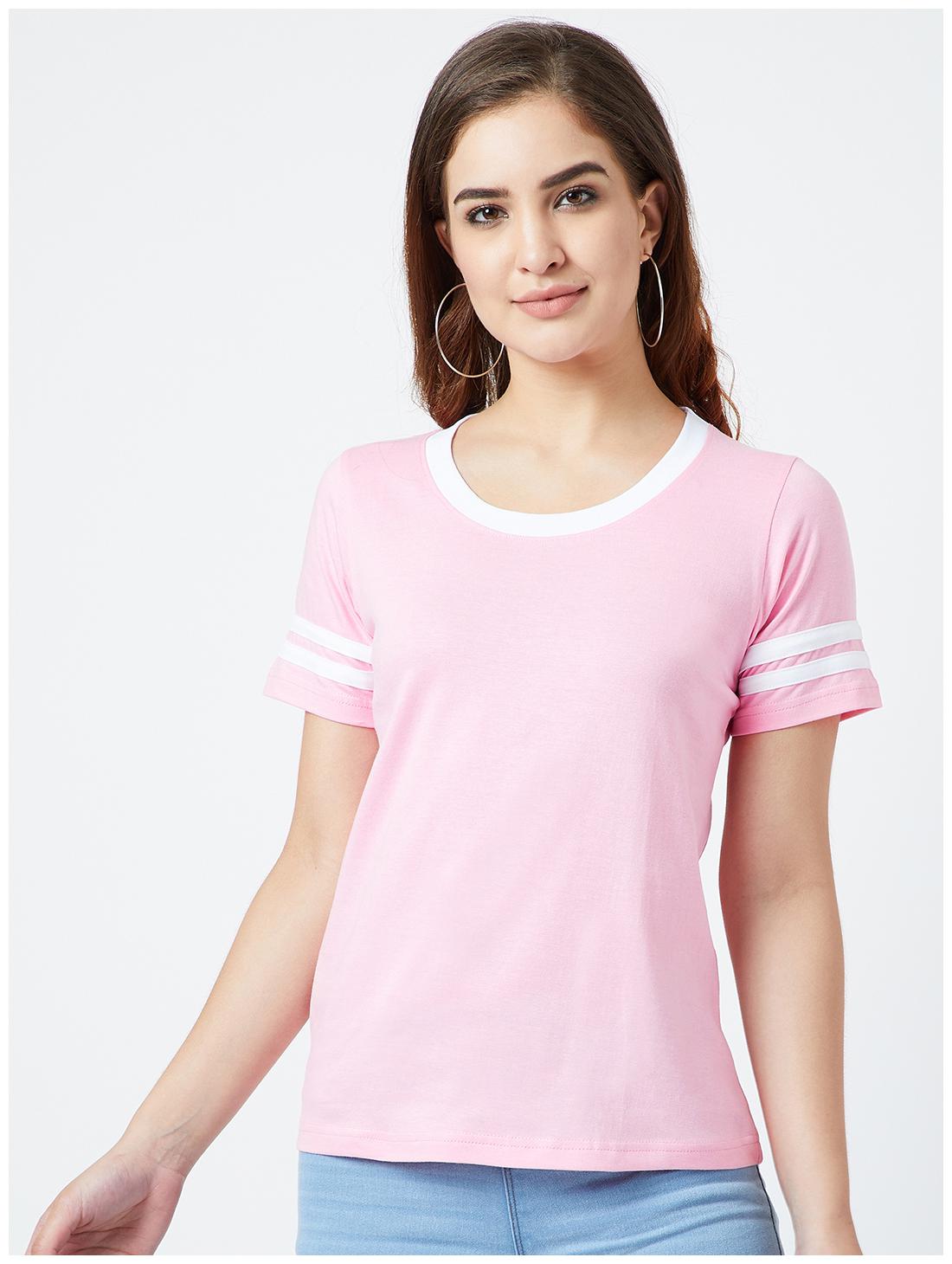 

THE DRY STATE Women Pink Slim fit Round neck Cotton T shirt