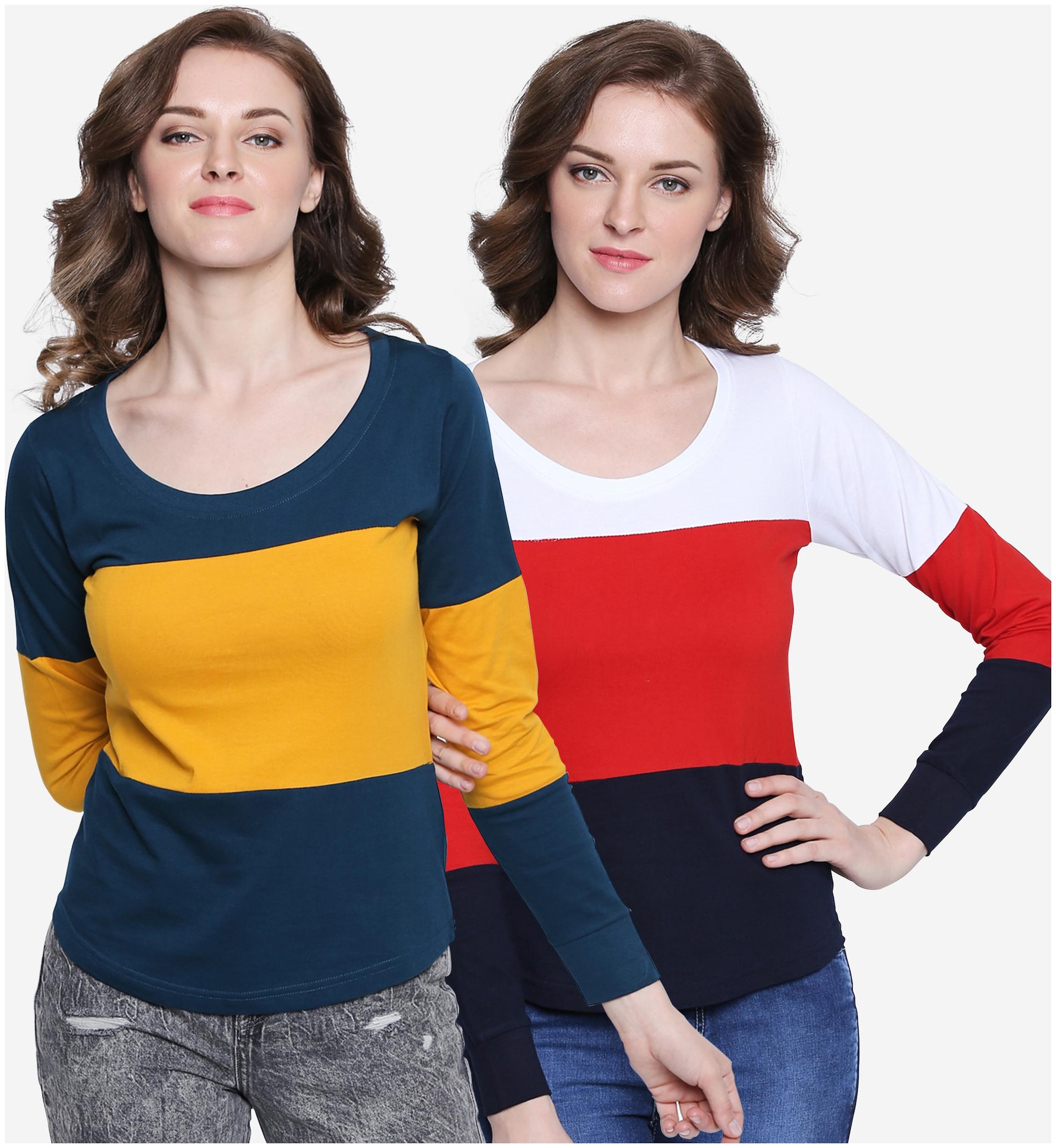 

THE DRY STATE Women Multi Slim fit Round neck Cotton T shirt