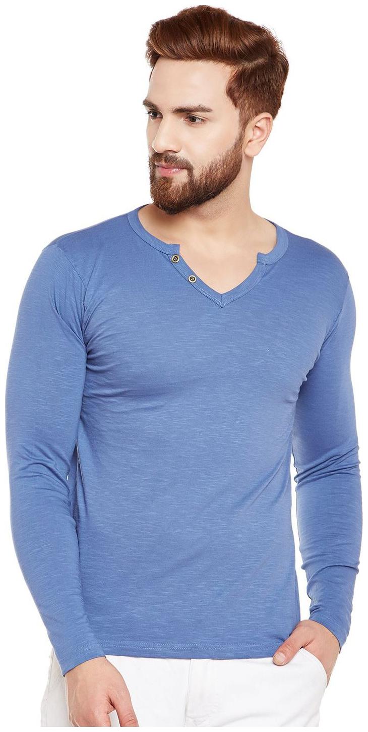 

THE DRY STATE Men Blue Slim fit Cotton V neck T-Shirt - Pack Of 1