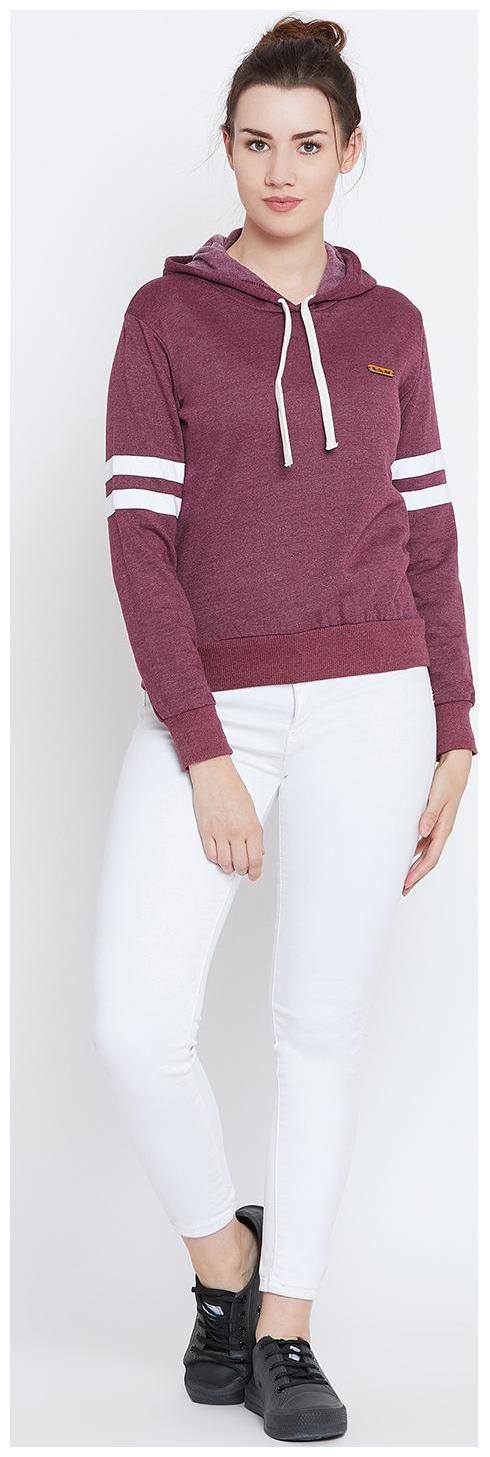 

THE DRY STATE Women Self Design Hoodie - Maroon
