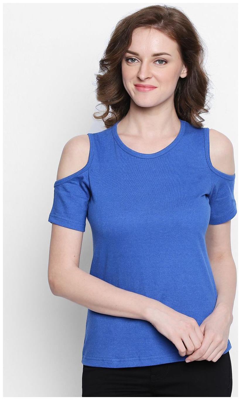 

THE DRY STATE Women Blue Regular fit Round neck Cotton T shirt
