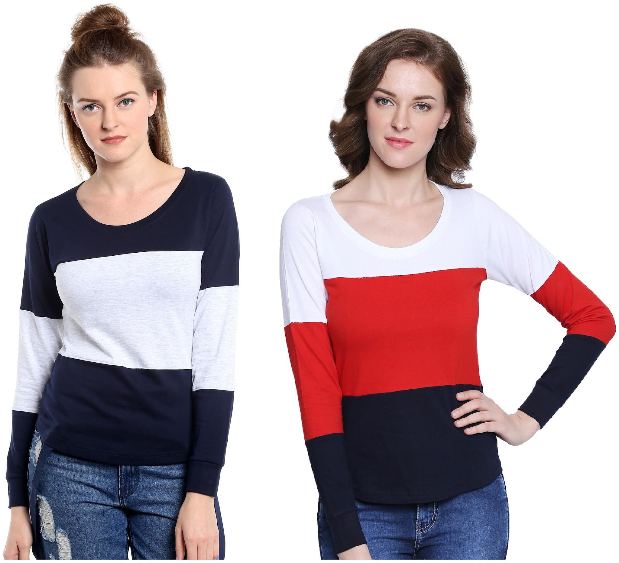 

THE DRY STATE Women Multi Slim fit Round neck Cotton T shirt
