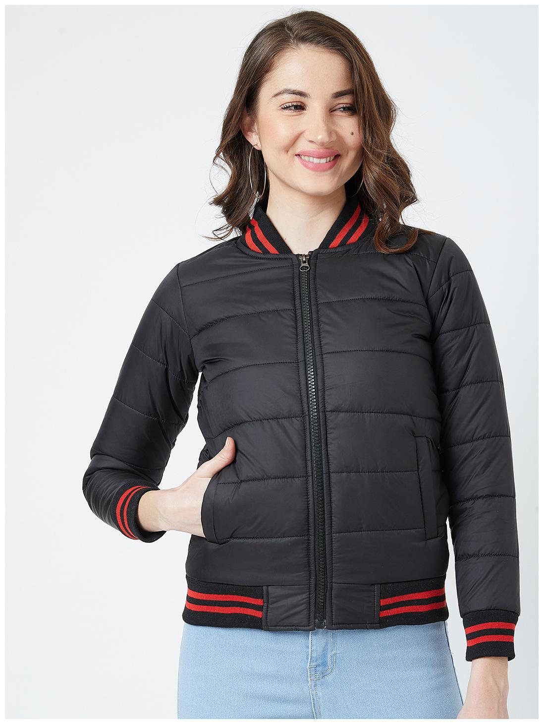 

THE DRY STATE Women Solid Bomber Jacket - Black