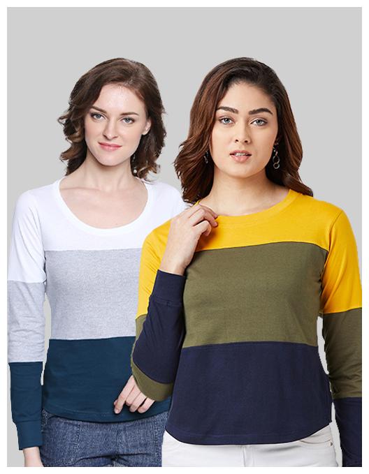 

THE DRY STATE Women Multi Slim fit Round neck Cotton T shirt