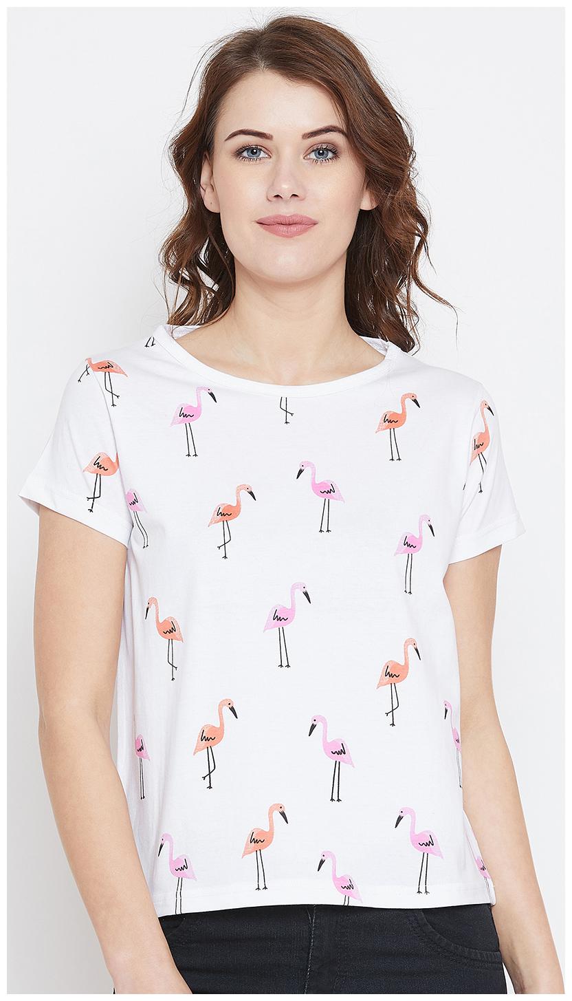 

THE DRY STATE Women White Slim fit Round neck Cotton T shirt