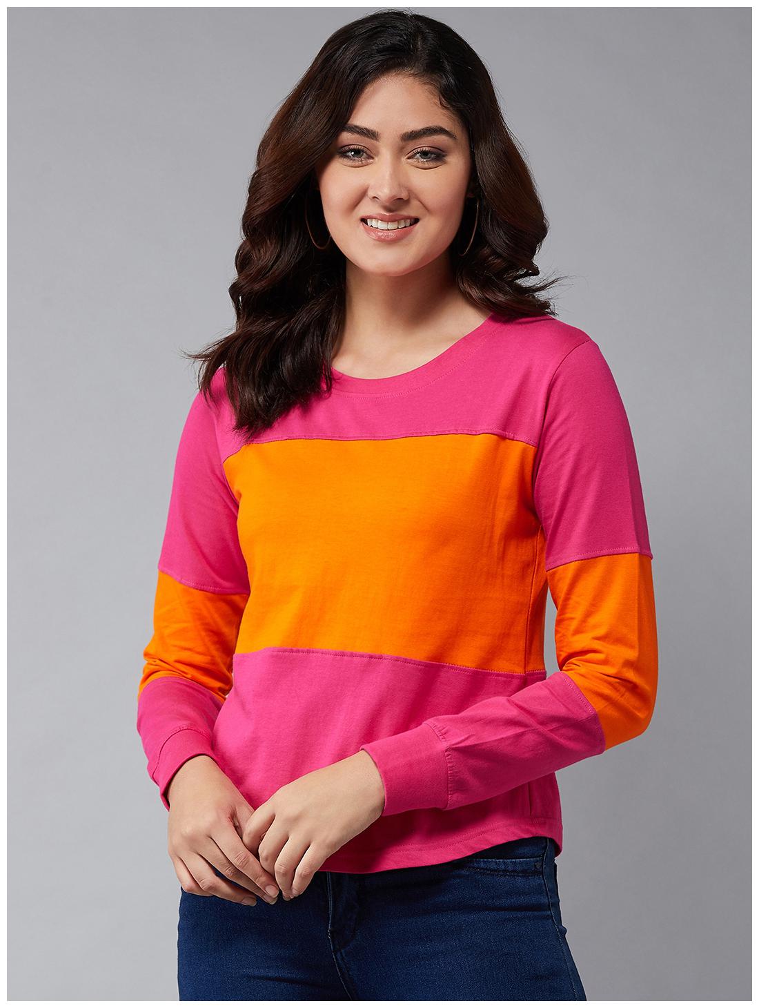 

THE DRY STATE Women Multi Slim fit Round neck Cotton T shirt
