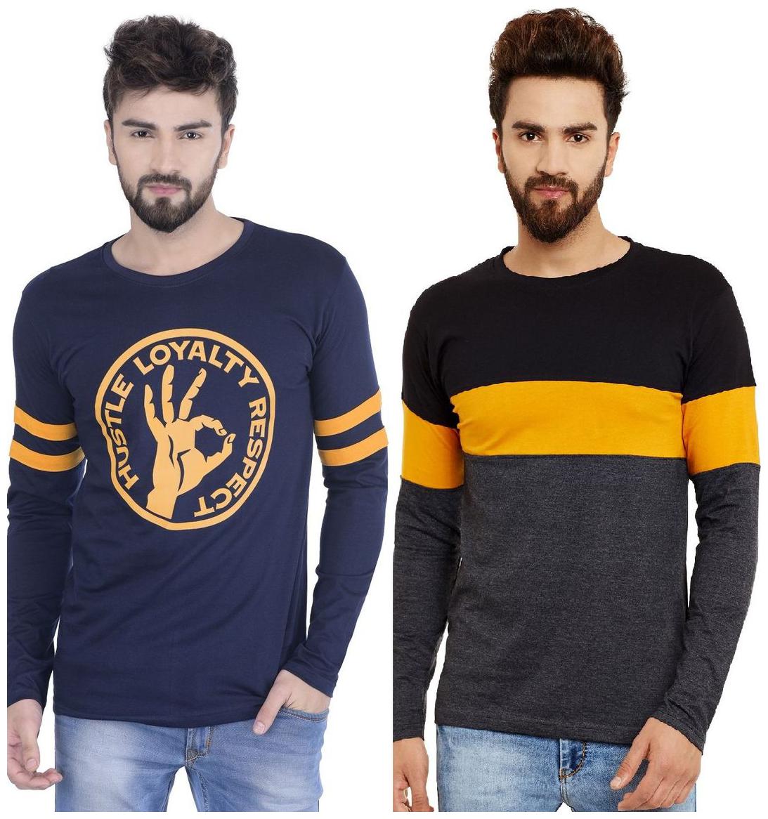 

THE DRY STATE Men Multi Slim fit Cotton Round neck T-Shirt - Pack Of 2