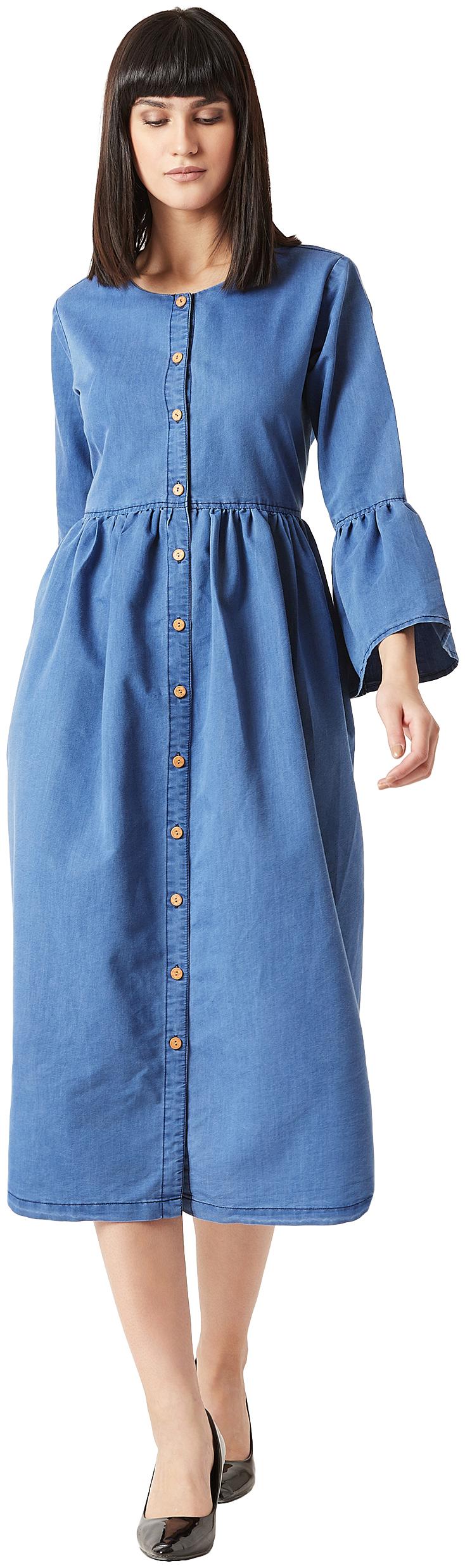 

The Florida ruffle sleeves denim dress