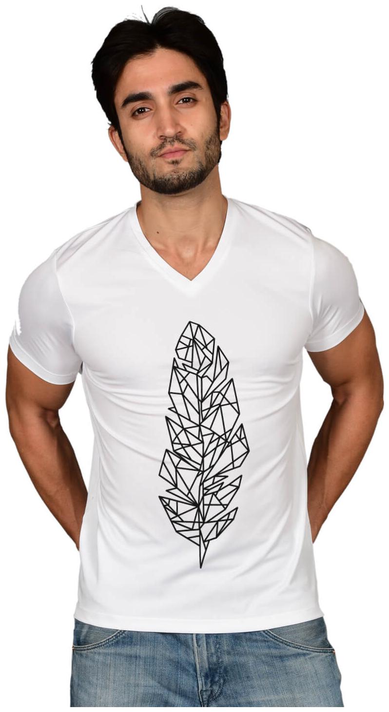 

baluchi Men White Regular fit Polyester Cotton V neck T-Shirt - Pack Of 1