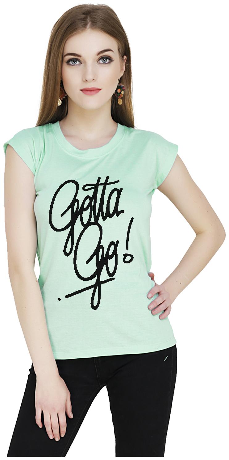 

baluchi Women Green Regular fit Round neck Blended T shirt