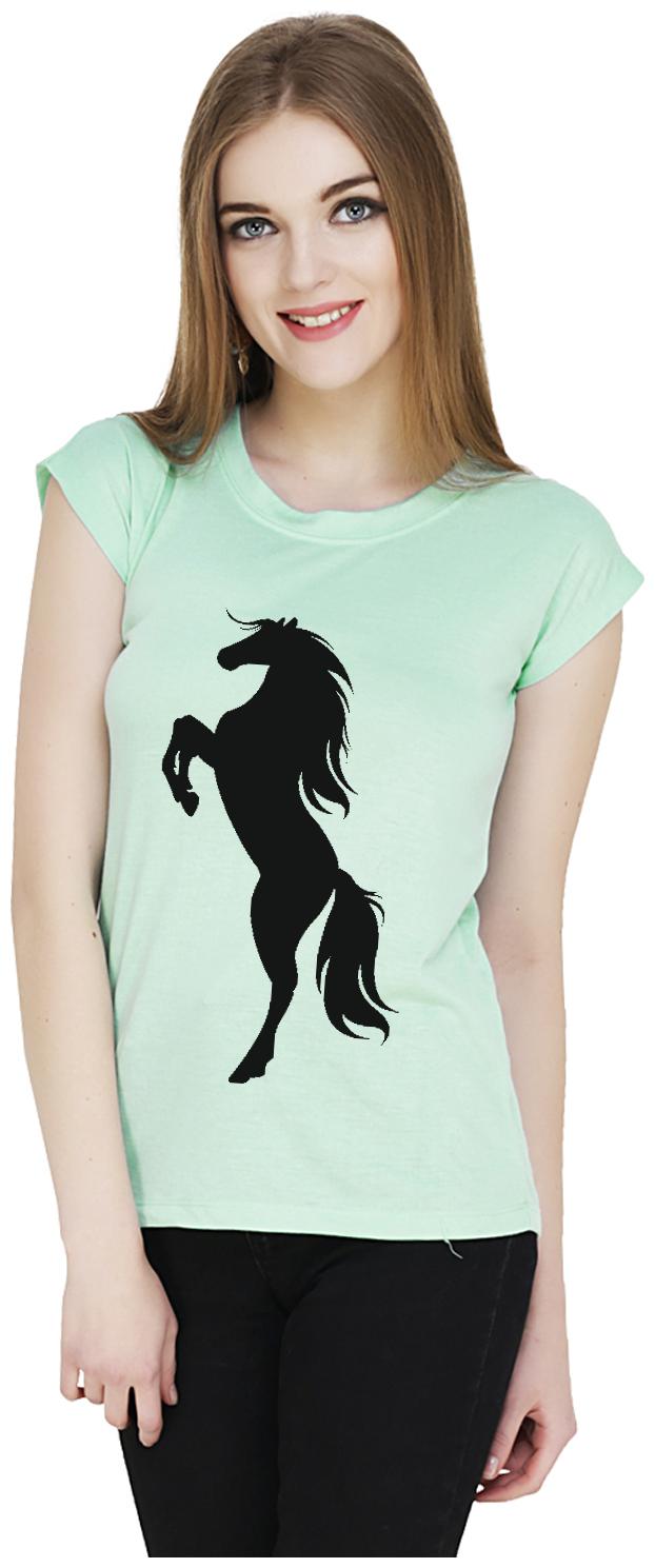 

baluchi Women Green Regular fit Round neck Cotton T shirt