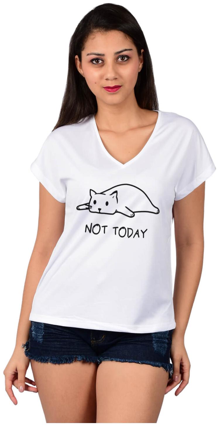 

baluchi Women White Regular fit V neck Blended T shirt