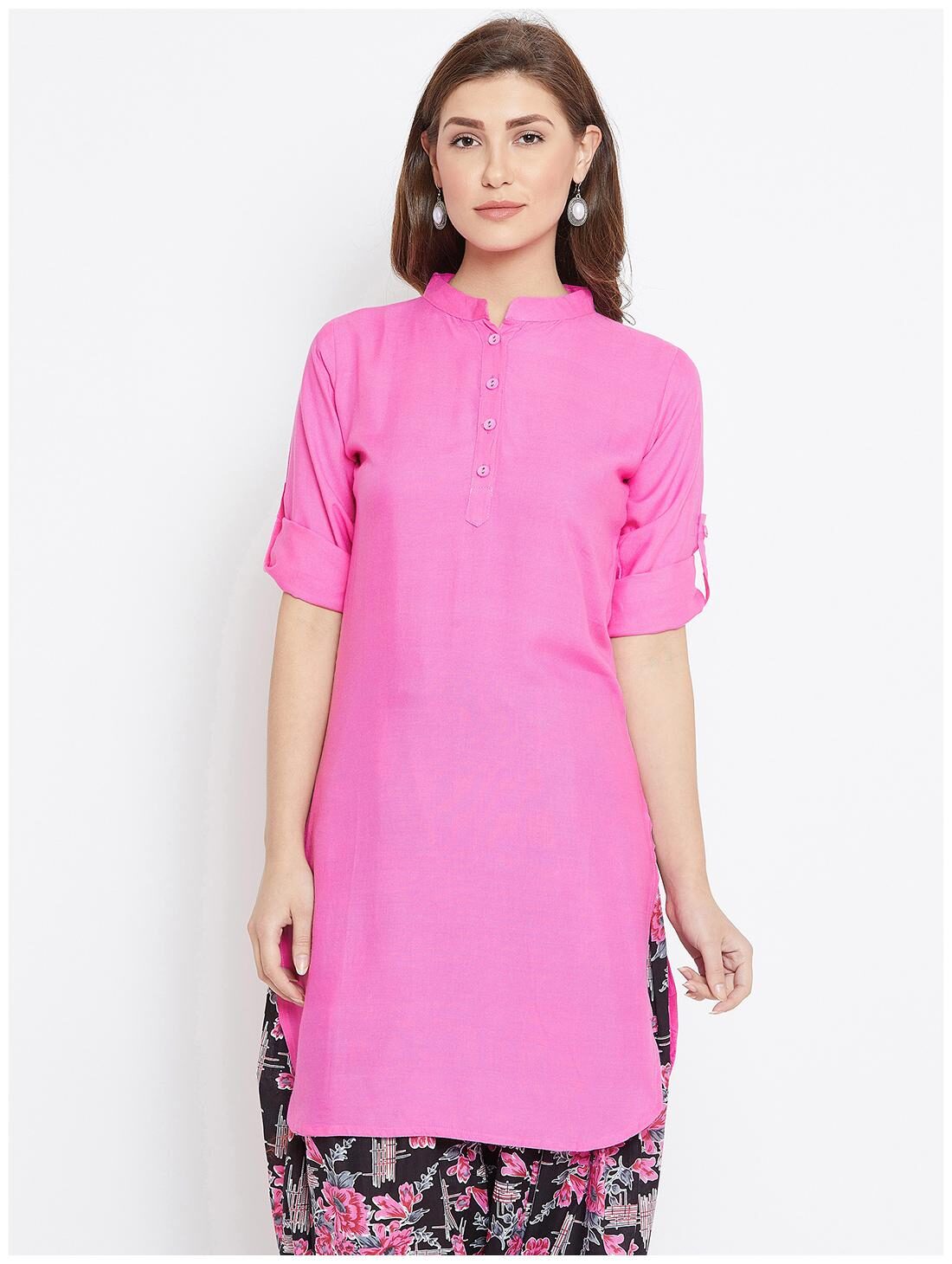 

The Pajama Factory Women Pink Solid Regular Kurti