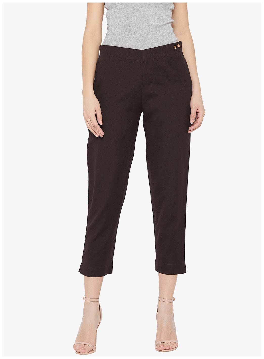 

The Pajama Factory Women Brown Cotton Solid Trousers Pants