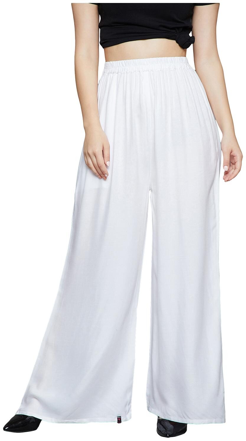 

The Pajama Factory White Solid Flared Palazzo
