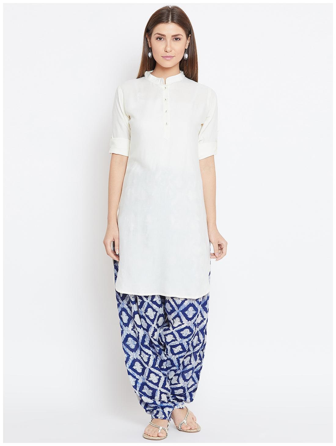 

The Pajama Factory Women White Solid Regular Kurti
