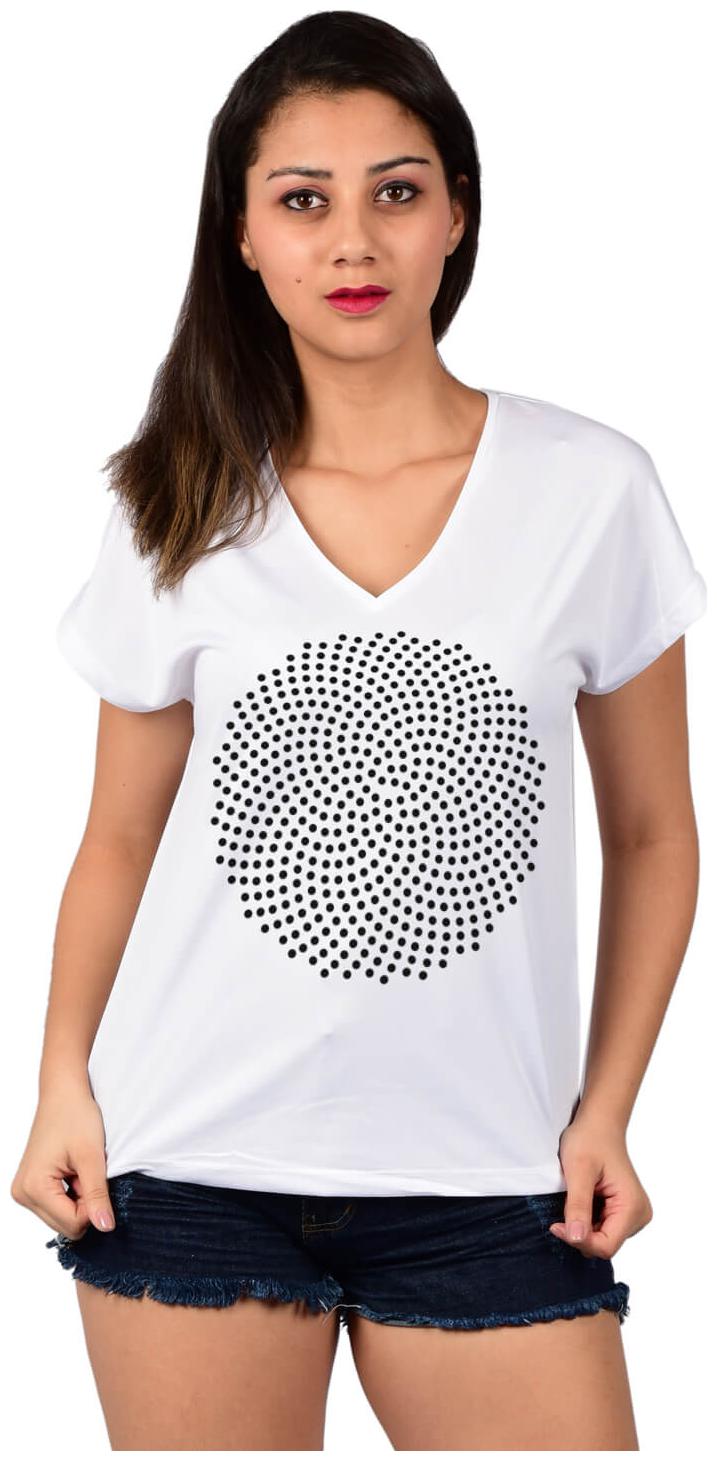 

baluchi Women White Regular fit V neck Polyester T shirt