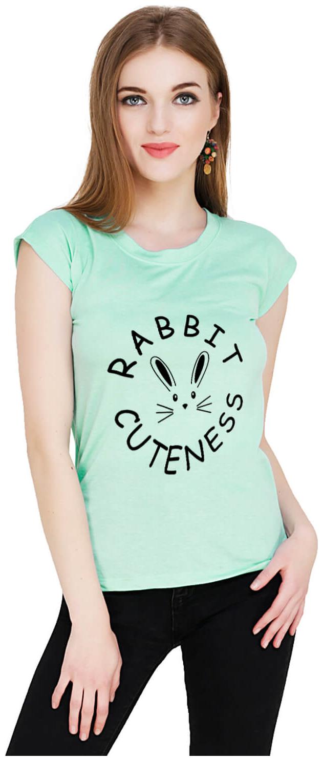 

baluchi Women Green Regular fit Round neck Cotton T shirt