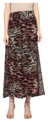 

The Shopping Fever Womens Brown Red Printed Georgette Palazzos
