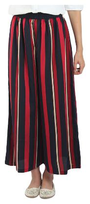

The Shopping Fever Womens Red Black Striped Polyester Palazzos