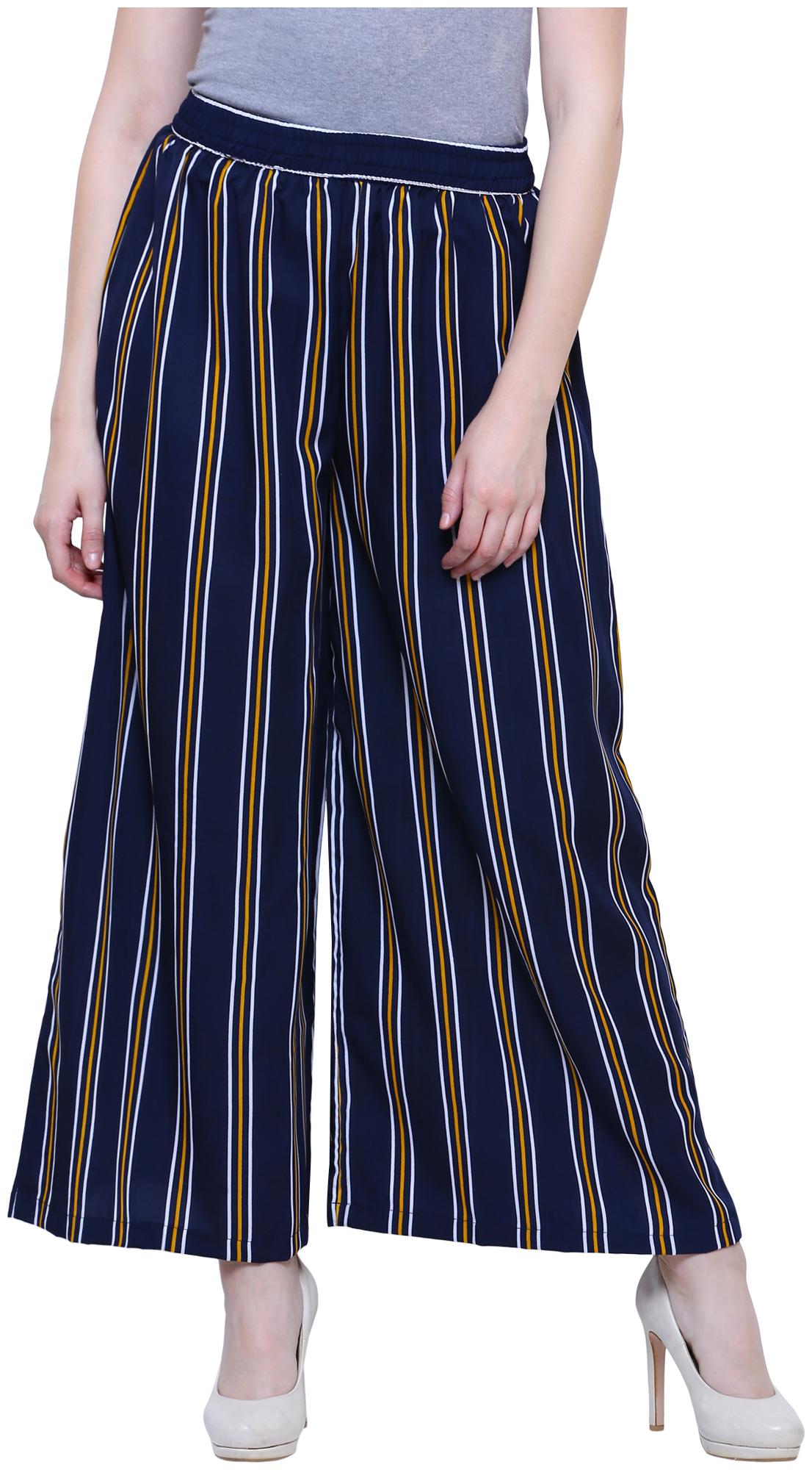 

The Shopping Fever Navy Blue Crepe Palazzos for Women