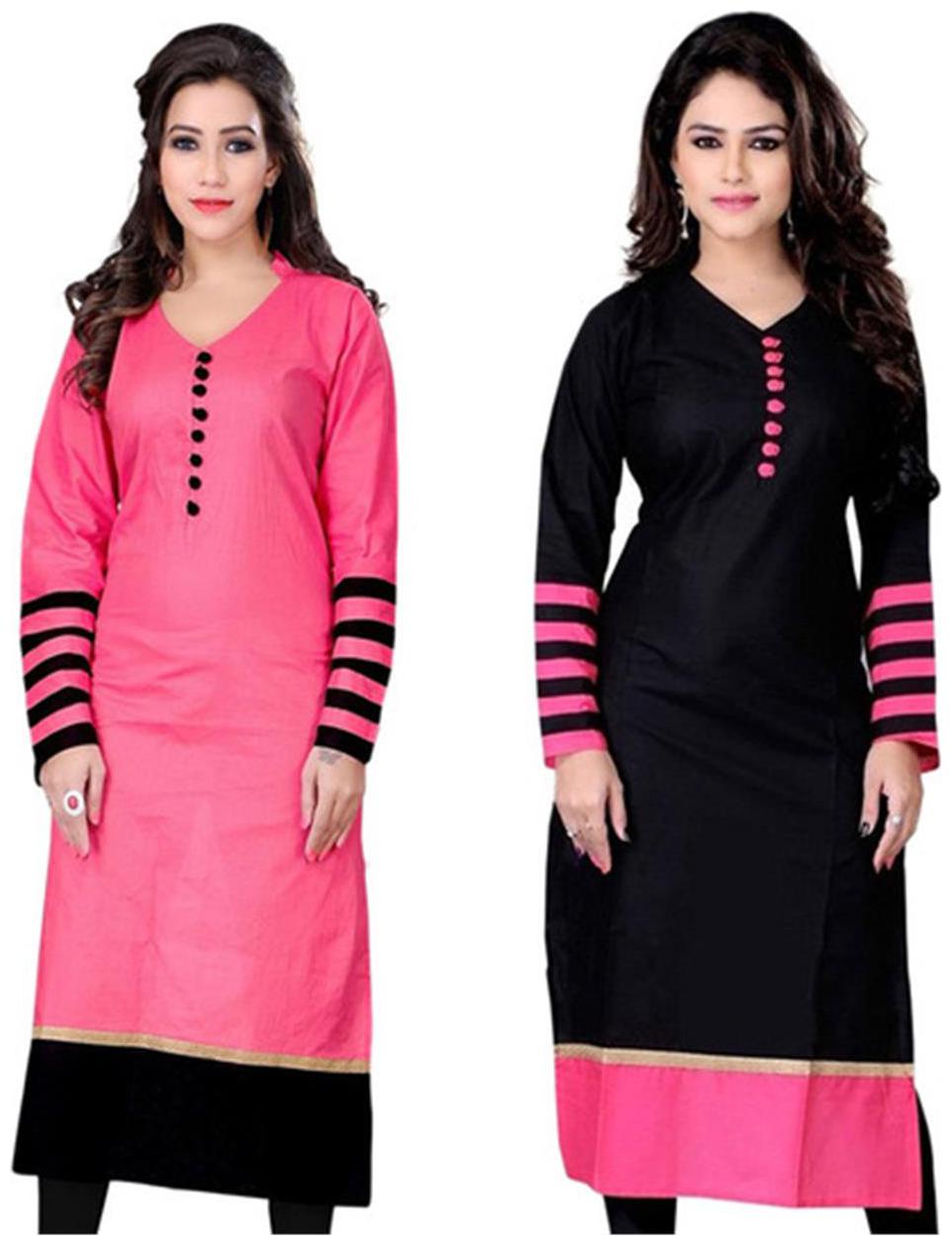 

The Style Story Women Black Solid Straight Kurta