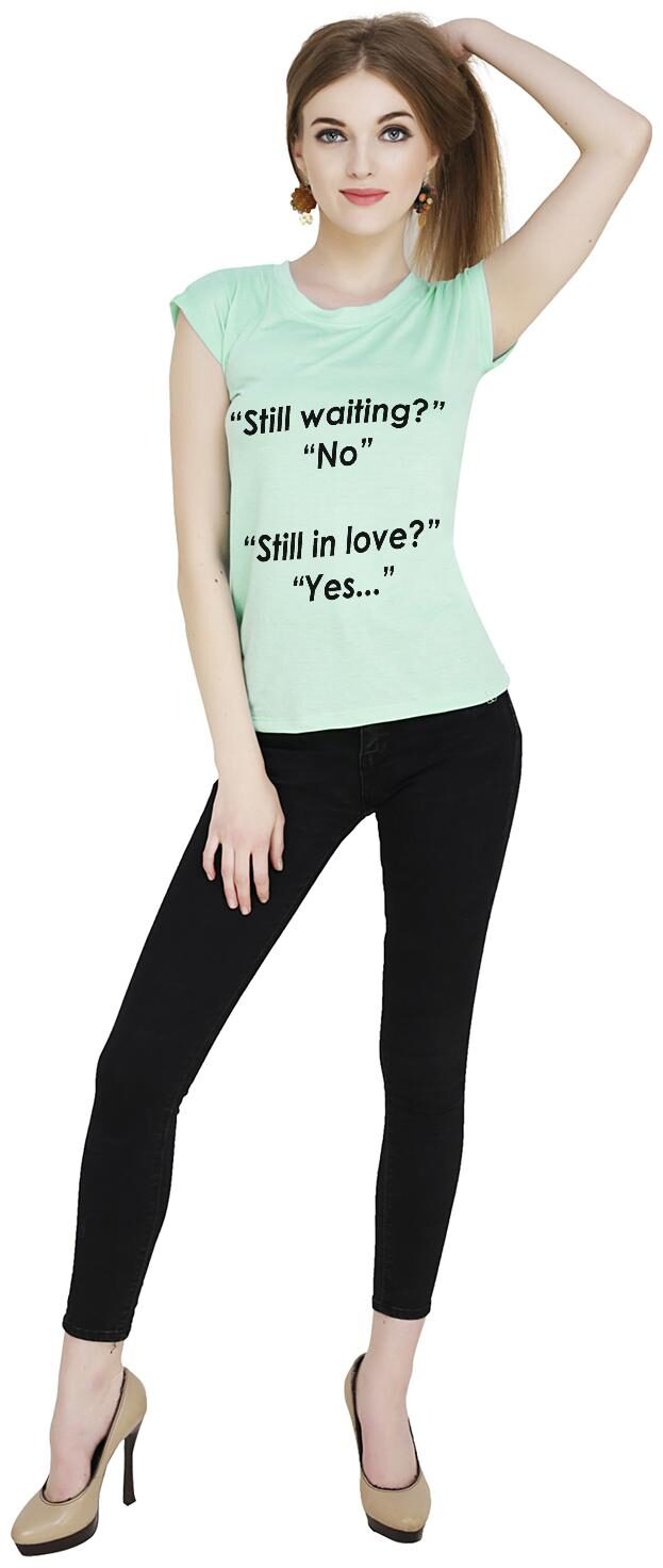 

baluchi Women Green Regular fit Round neck Blended T shirt