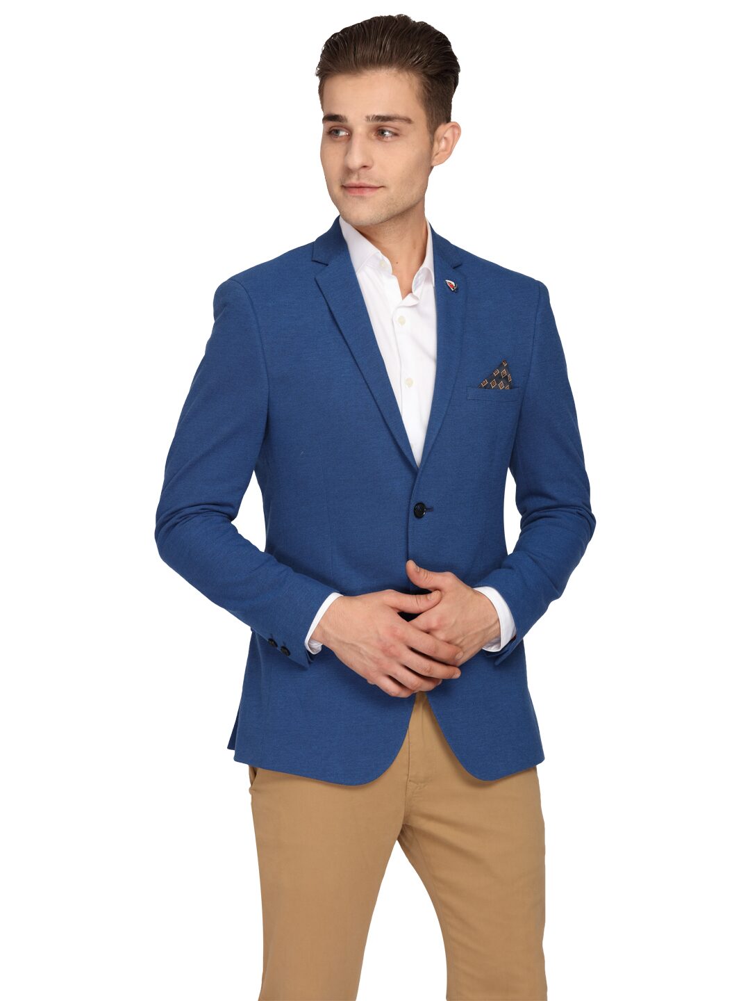 

Theme Men Blue Solid Slim fit Single Breasted Blazer