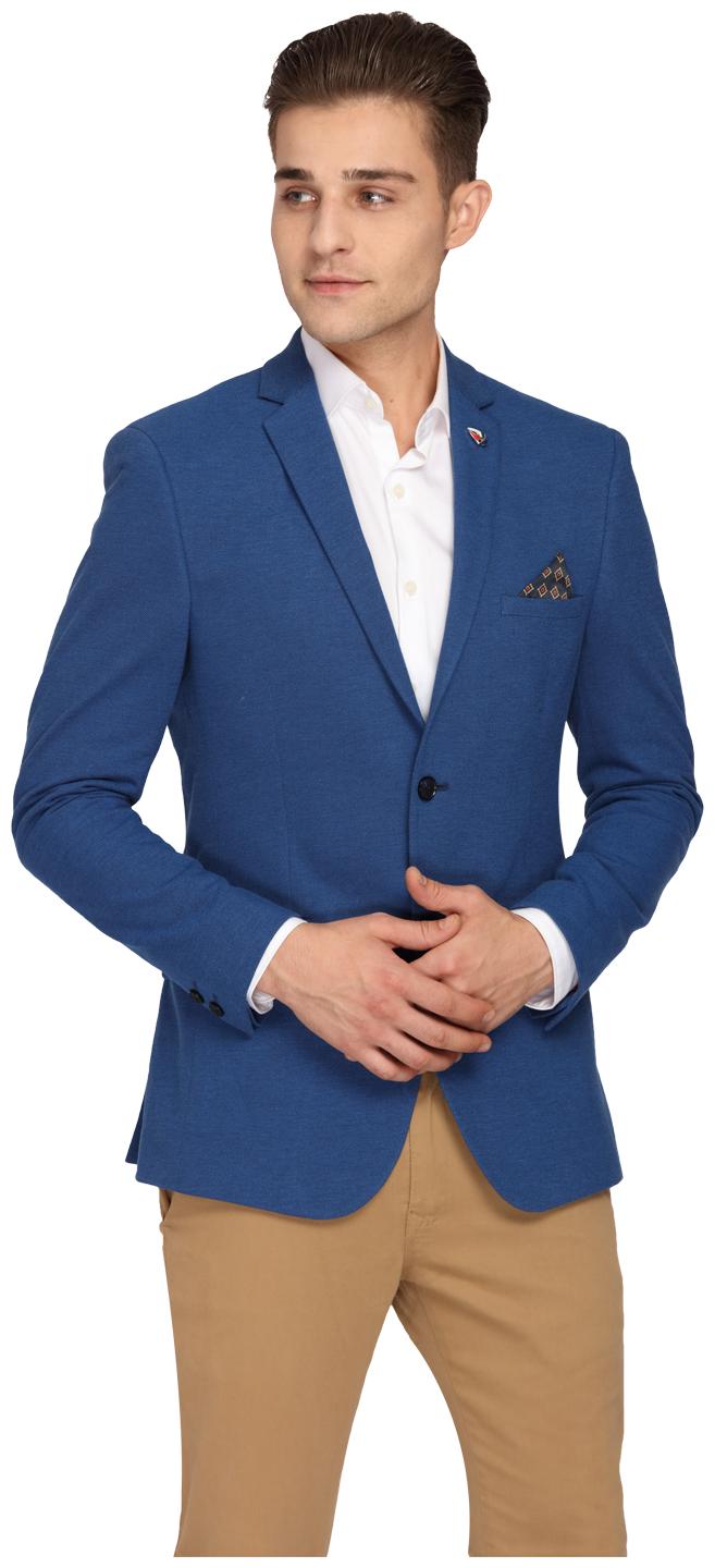 

Theme Men Blue Solid Slim fit Single Breasted Blazer