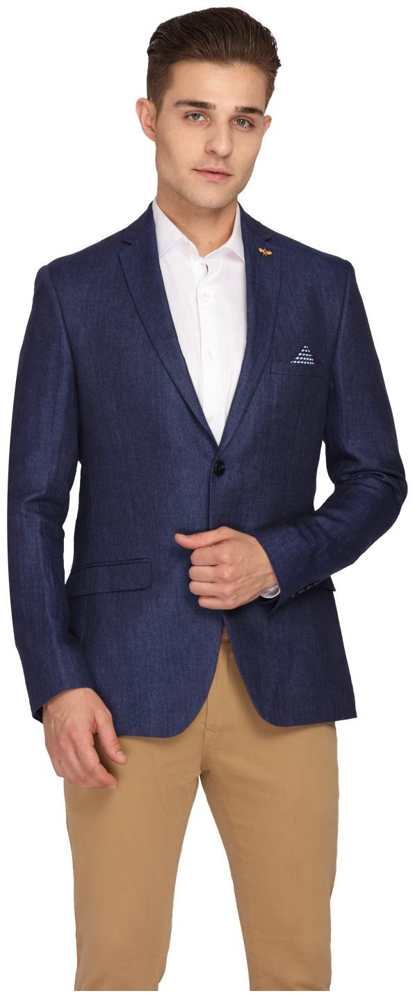 

Theme Men Blue Solid Slim fit Single Breasted Blazer