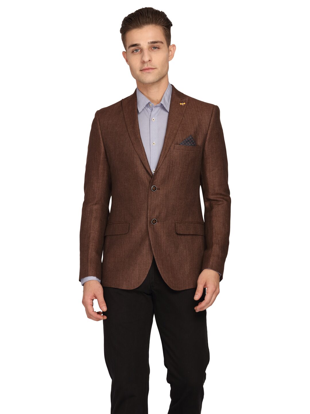 

Theme Men Brown Solid Slim fit Single Breasted Blazer