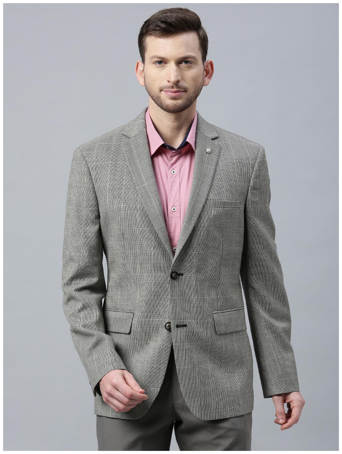 

Theme Men Grey Checked Regular fit Single Breasted Blazer