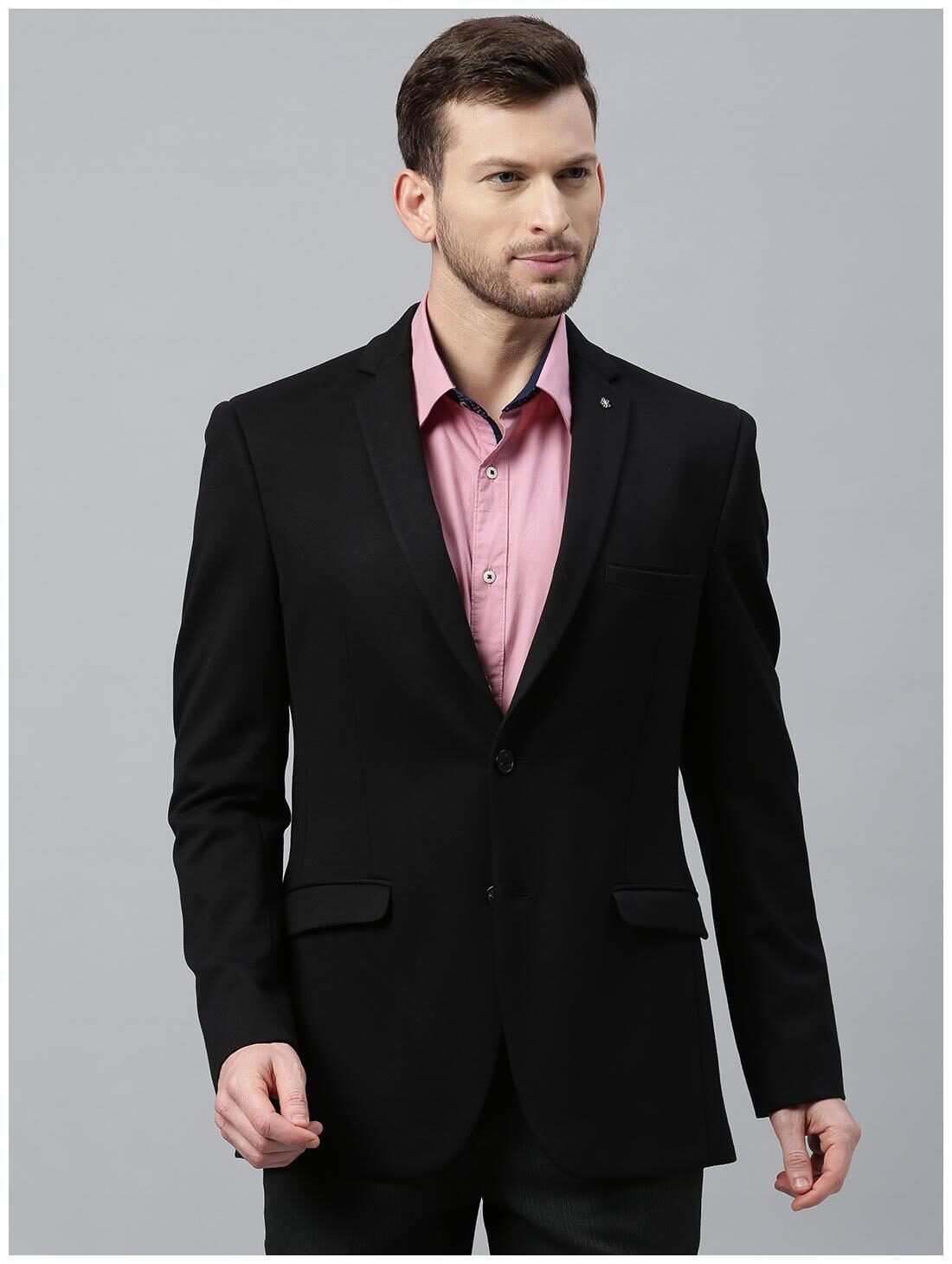 

Theme Men Black Solid Slim fit Single Breasted Blazer