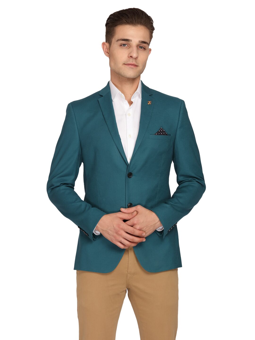

Theme Men Green Solid Slim fit Single Breasted Blazer