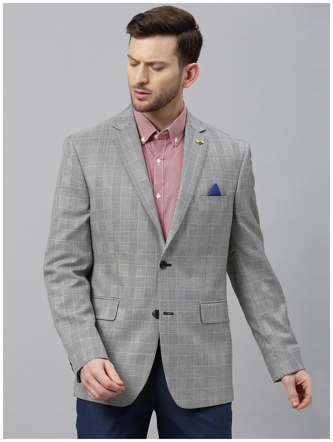 

Theme Men Grey Checked Regular fit Single Breasted Blazer