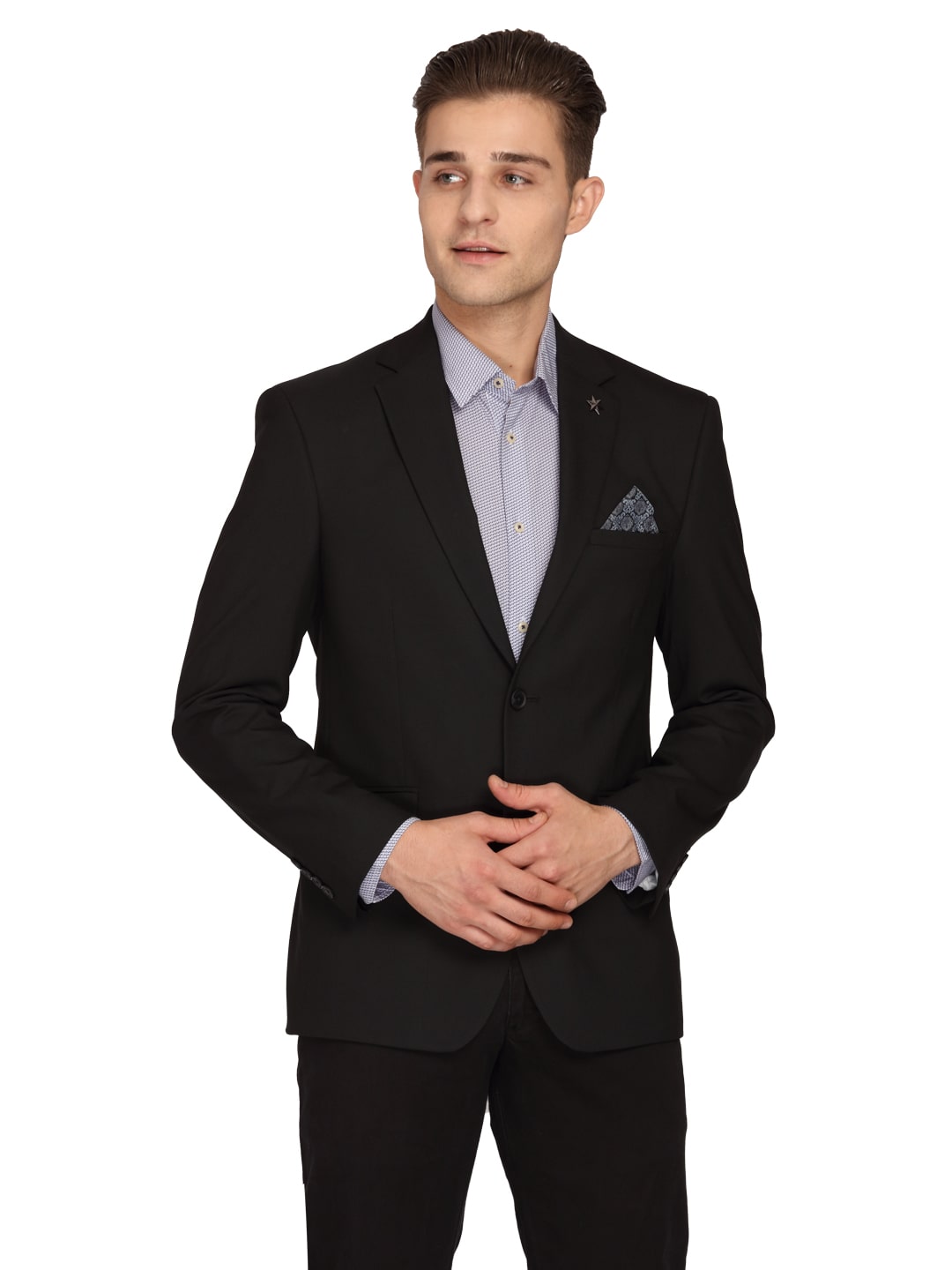

Theme Men Black Solid Regular fit Single Breasted Blazer