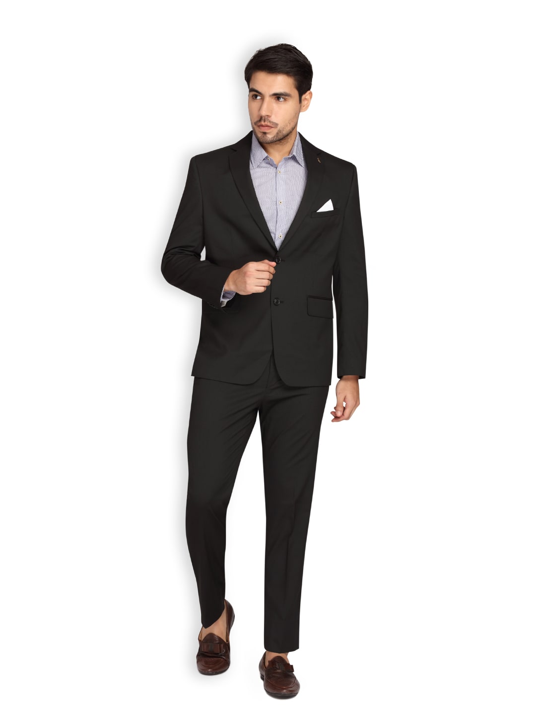 

Theme Men Polyviscose Solid Black Suit