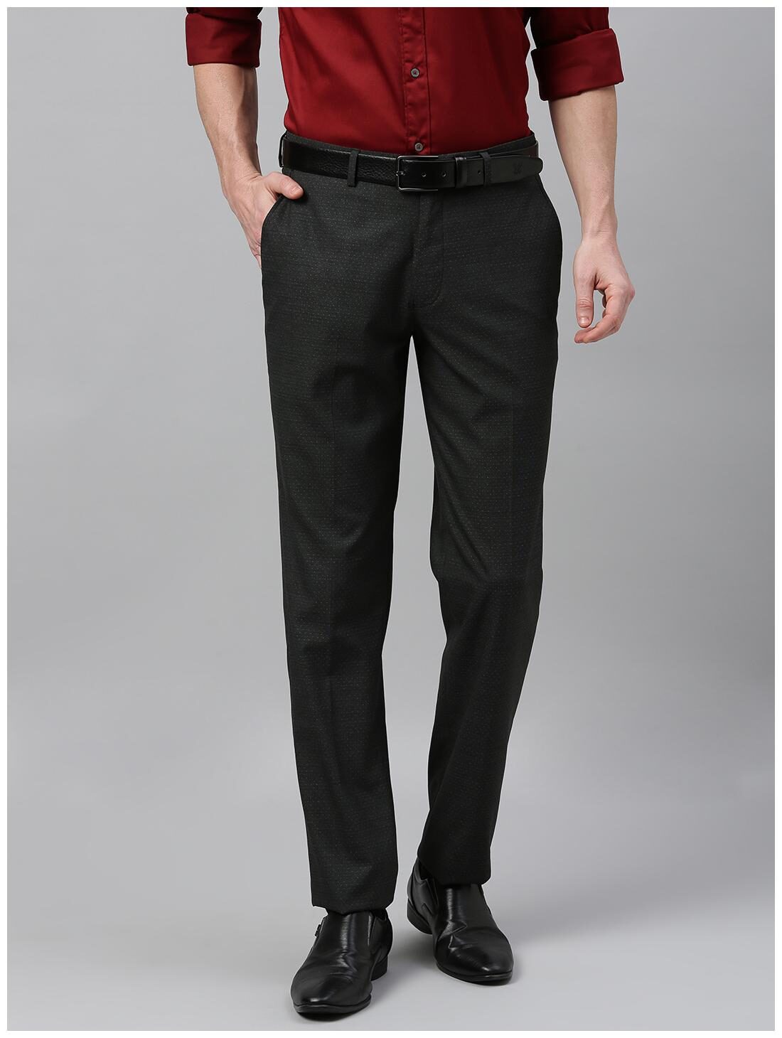 

Theme Men Printed Slim Fit Formal Trouser - Black