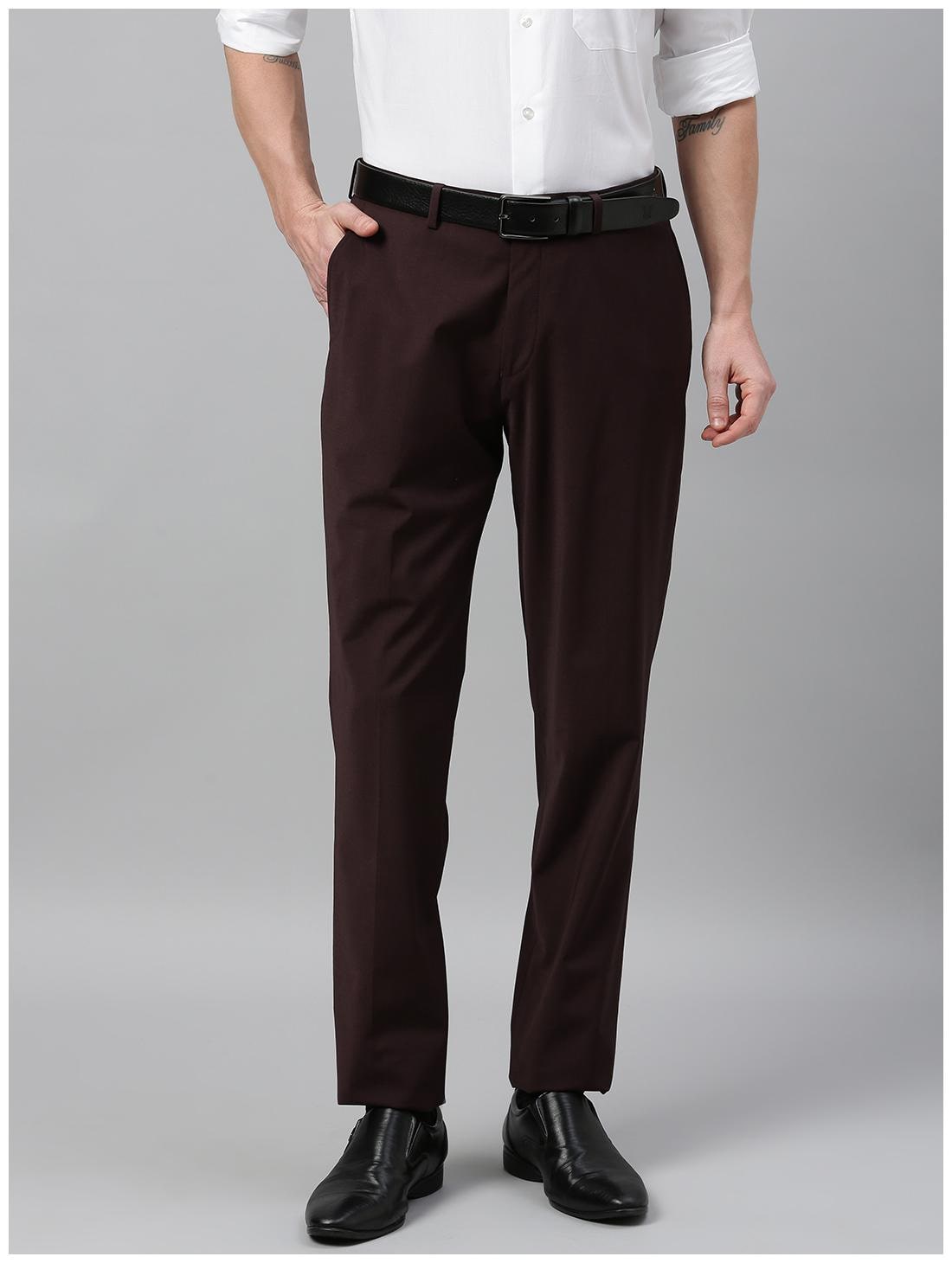 

Theme Men Solid Slim Fit Formal Trouser - Maroon