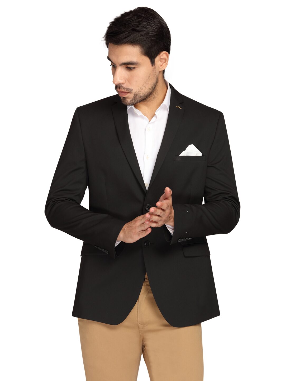 

Theme Men Black Solid Slim fit Single Breasted Blazer