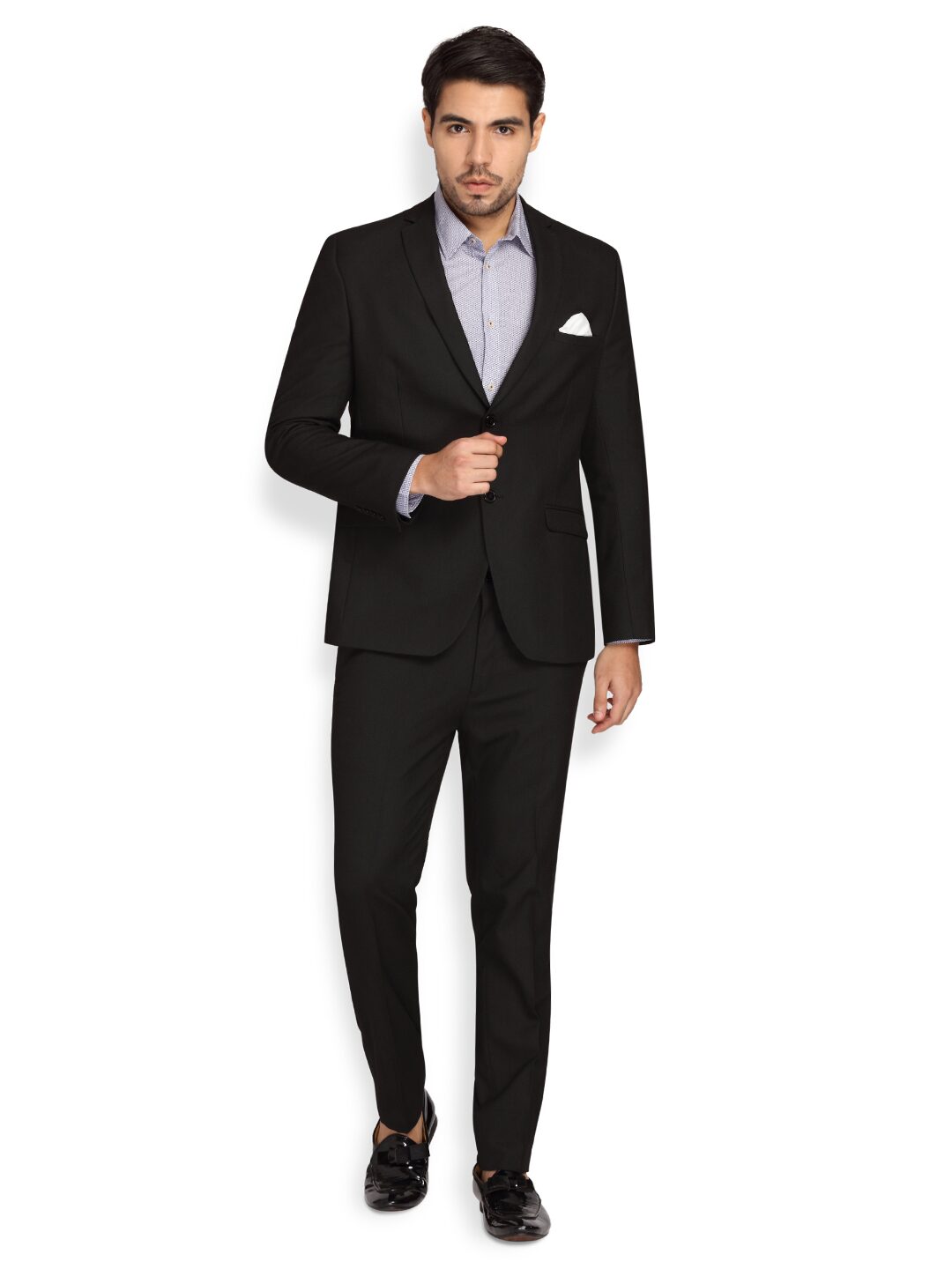 

Theme Men Polyviscose Solid Black Suit
