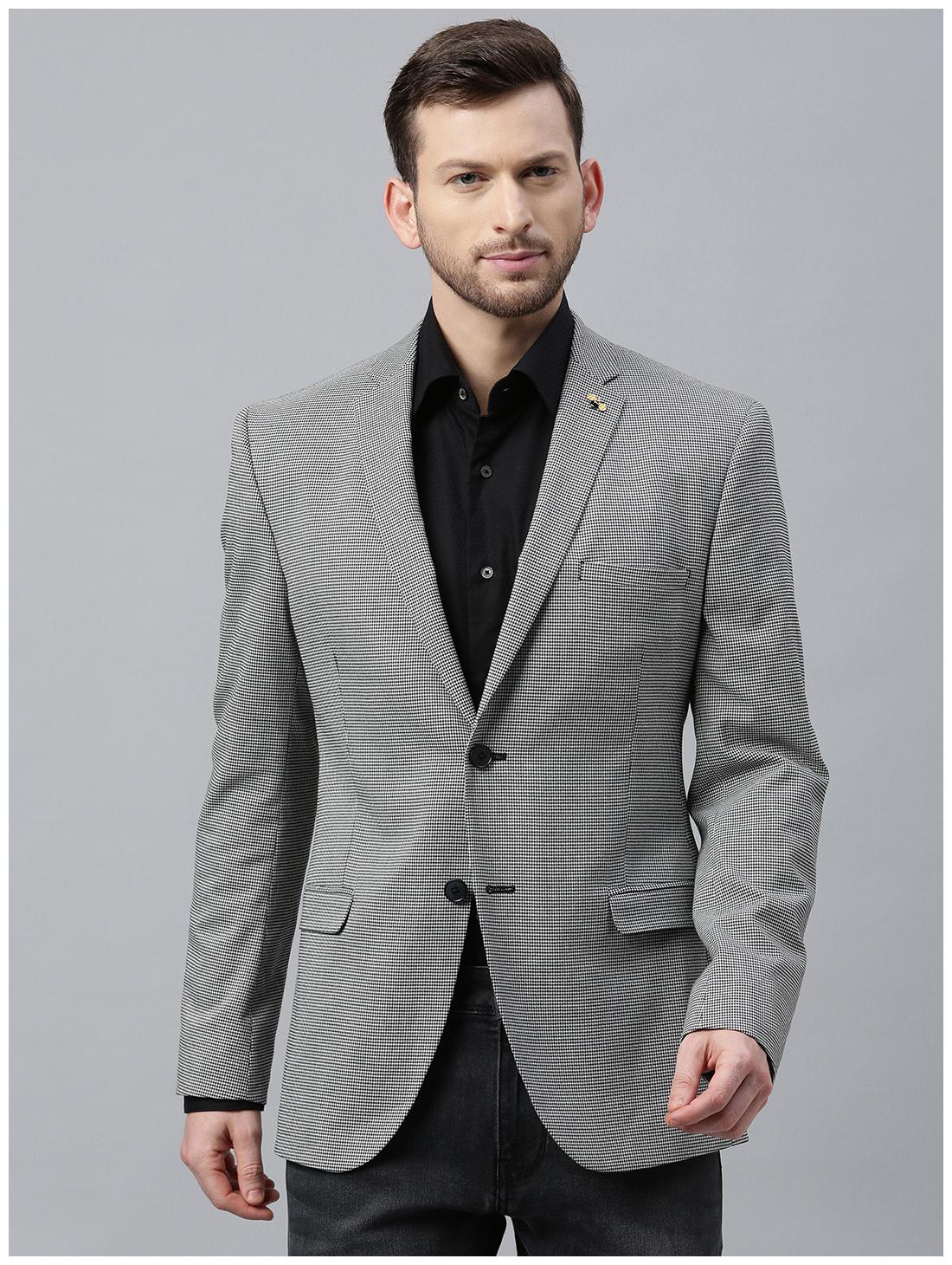 

Theme Men Black Printed Slim fit Single Breasted Blazer