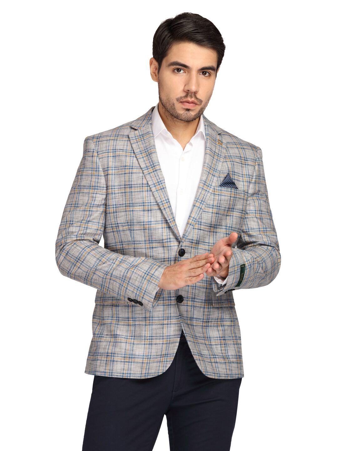 

Theme Men Blue Checked Regular fit Single Breasted Blazer