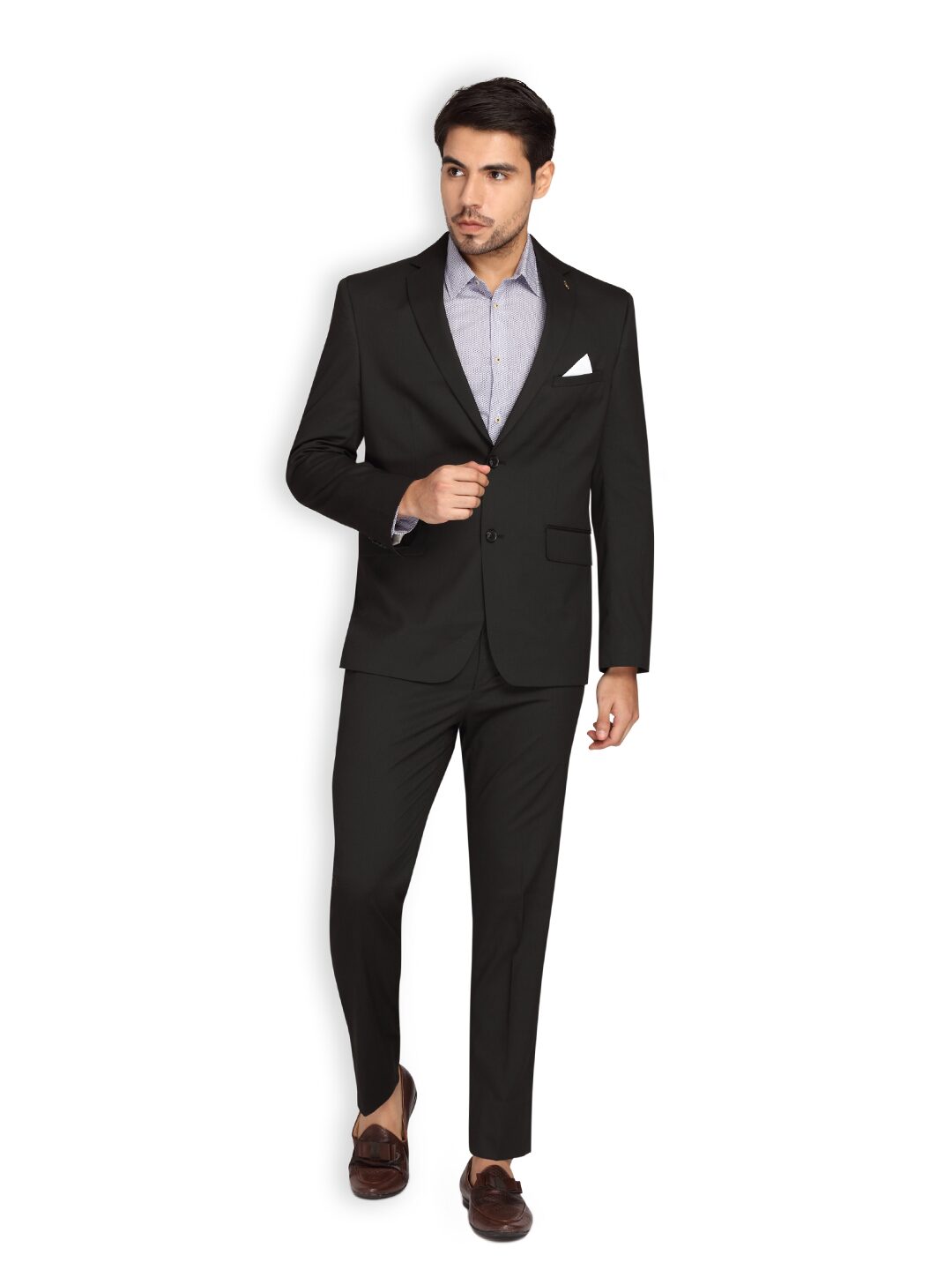 

Theme Men Polyviscose Solid Black Suit