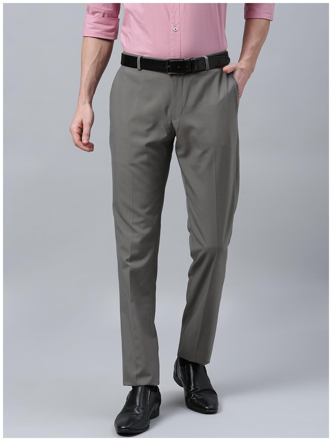 

Theme Men Solid Slim Fit Formal Trouser - Grey